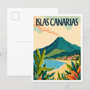 Cartão Postal Islas Canarias Espanha Ilustração de Vintage