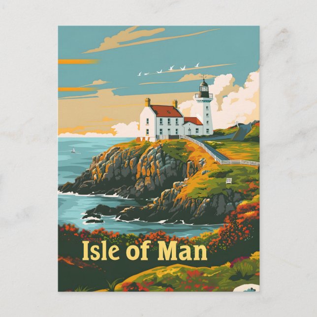 Cartão Postal Isle of Man vintage art (Frente)