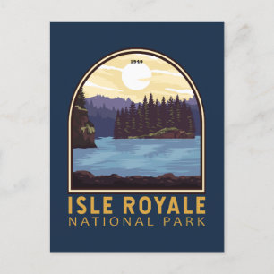 Cartão Postal Isle Royale National Park Vintage Emblem