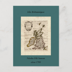 Cartão Postal Isles Britaniques - 1700 Nicolas Fils Sanson Map