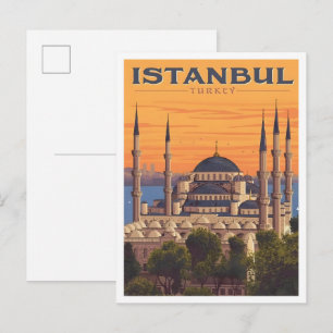 Cartão Postal Istambul Turquia Arte Vintage Viagem