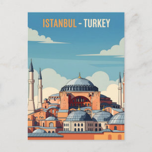 Cartão Postal Istambul Turquia com Hagia Sophia e minaretes