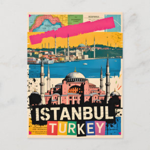 Cartão Postal Istambul Turquia Hagia Sophia Arte de Viagem Pop R
