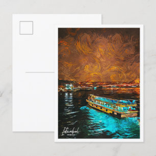 Cartão Postal Istambul Turquia Linda Cidade de Pintura Petrolífe