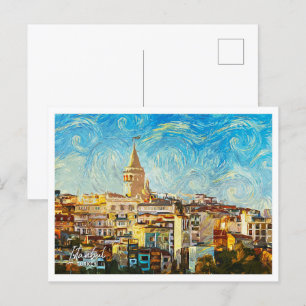 Cartão Postal Istambul Turquia Linda Paisagem de Pintura de Petr