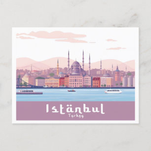 Cartão Postal Istambul Turquia Pastel Viagem Design