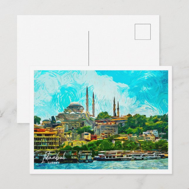Cartão Postal Istambul Turquia - Pintor de Petróleo Paisagem (Frente/Verso)