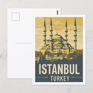 Cartão Postal Istambul Turquia Vintage, famosa Viagem