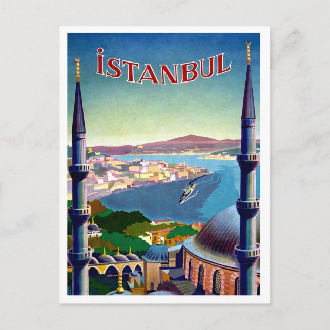 Cartão Postal Istambul, Turquia, visão panorâmica na costa (Frente)