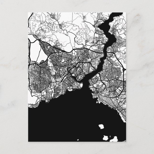 Cartão Postal Istanbul Türkiye Map (Frente)