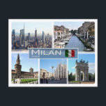 Cartão Postal IT Itália - Itália - Milão -<br><div class="desc">Viagens e PostCard Aqui está a memória do seu feriado na Itália. Esta imagem contém uma representação dos seguintes locais: Lombardia - Milão - arranha-céus da Porta Nuova - Navigli - Castello Sforzesco - Catedral - Arca da Paz. Imprima amigos e família com lembranças únicas da grande viagem. Tente-nos.</div>