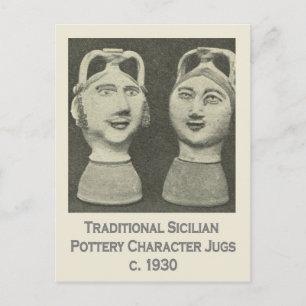 Cartão Postal Itália Antiga, Sicília, Jarras de Cerâmica Tradici