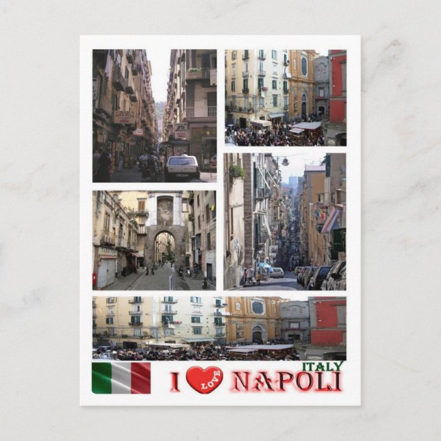Cartão Postal Itália - Campânia - Nápoles - Eu Amo - (Frente)