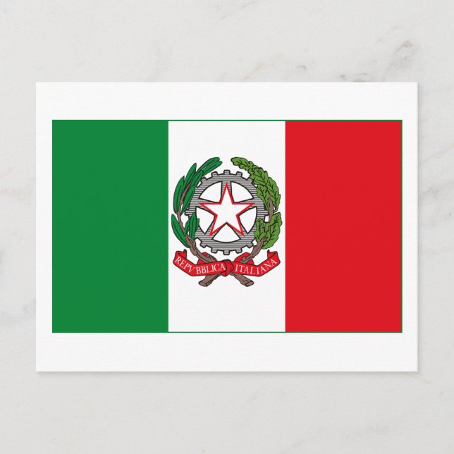 Cartão postal Itália Flag w COA (light) (Frente)