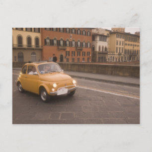 Cartão Postal Itália, Florença. Fiat 800 Rally atravessa Arno