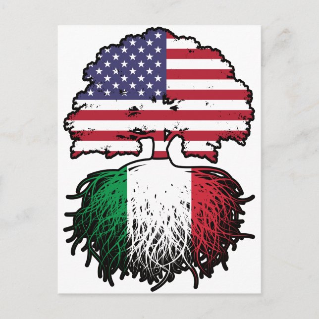 Cartão Postal Itália Italiano americano EUA Estados Unidos Améri (Frente)