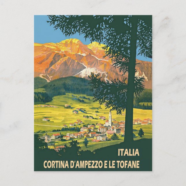 Cartão Postal Itália, montanha Cortina d'Ampezzo no verão (Frente)