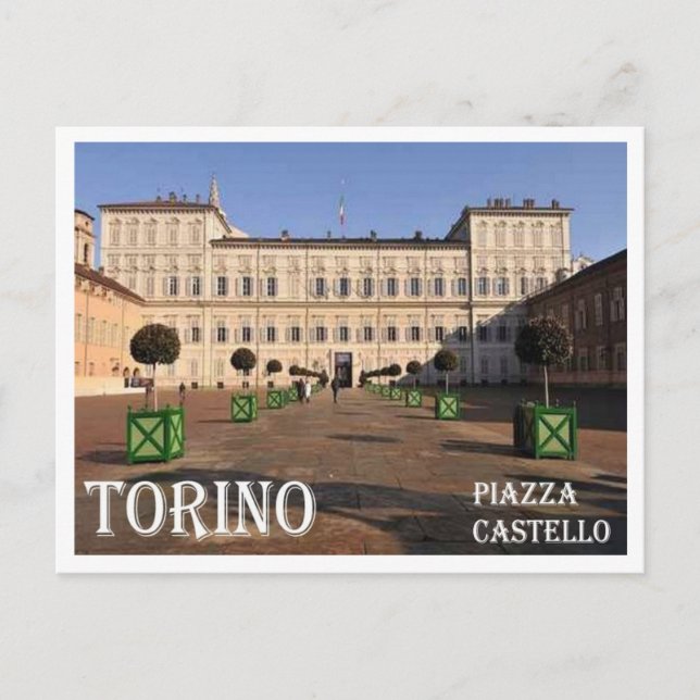 Cartão Postal Itália - Piemonte - Torino - Praça do Castelo - (Frente)