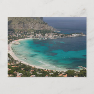 Cartão Postal Itália, Sicília, Mondello, Vista da praia de