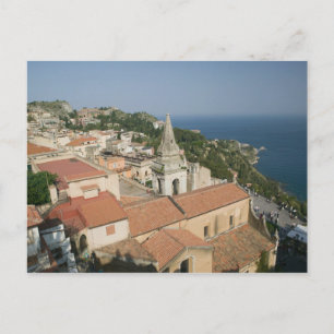 Cartão Postal ITÁLIA, Sicília, TAORMINA: Vista para a Piazza IX