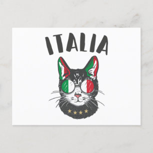 Cartão Postal Itália Soccer Cat Mascot Bandeira italiana