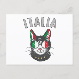 Cartão Postal Itália Soccer Cat Mascot Bandeira italiana