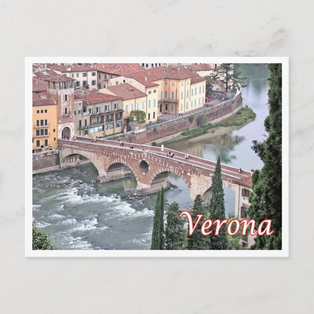 Cartão Postal Itália - Veneto - Verona - Ponte Romano - (Frente)