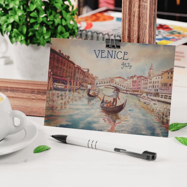 Cartão Postal Itália Viagem - Souvenir de aquarela VENICE (Criador carregado)