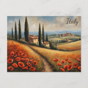 Cartão Postal Itália Vintage Watercolor Toscany Villa Viagem