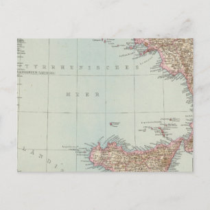 Cartão Postal Italien sudliche Halfte, Mapa do Sul de Itália