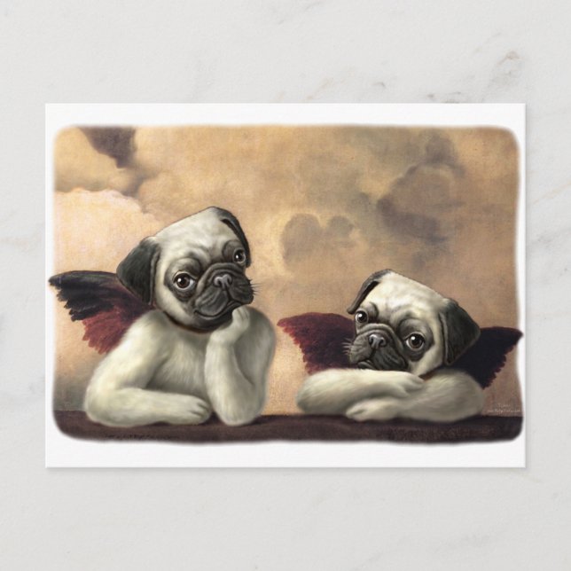 Cartão Postal Itens de presentes de Angelic Pug Cherub (Frente)