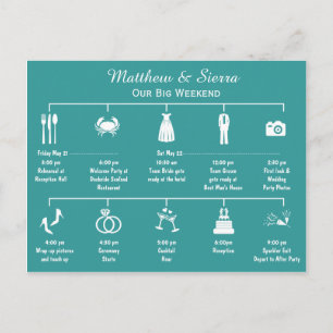 Cartão Postal Itinerário da Linha do Tempo de Fim de Semana de C