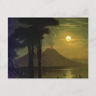 Cartão Postal Ivan Aivazovsky - A Baía de Nápoles à noite ilu