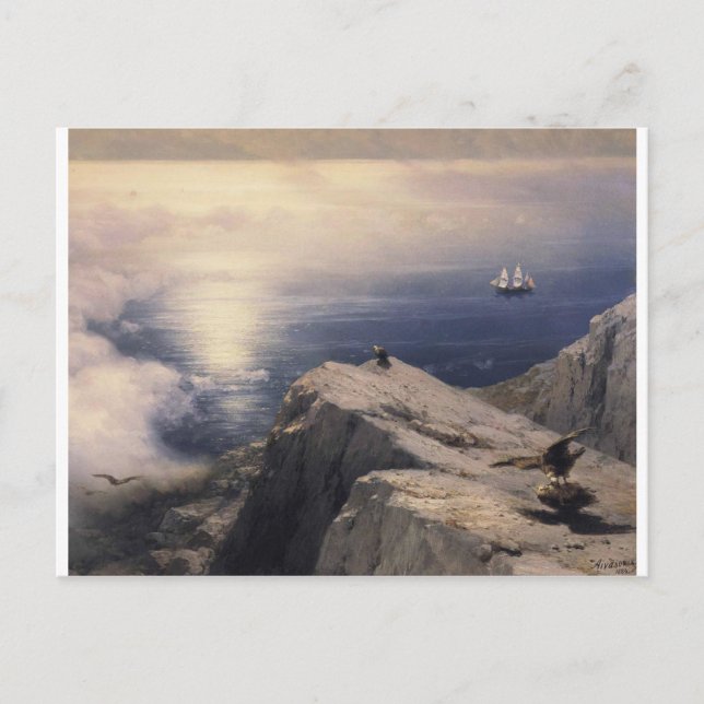 Cartão Postal Ivan Aivazovsky, antigo navio-água que pintava (Frente)