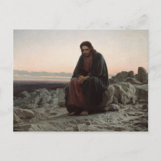 Cartão Postal Ivan Kramskoy - Cristo na Natureza Selvagem