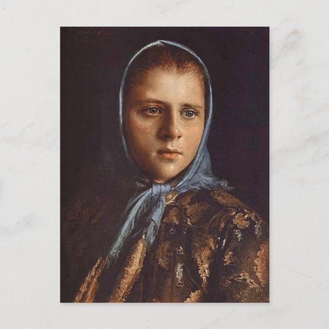 Cartão Postal Ivan Kramskoy - Rapariga russa em um Shawl Azul (Frente)