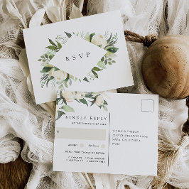 Cartão Postal Ivory Bloom Floral Wedding Meal Choice RSVP