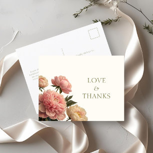 Cartão Postal Ivory & White   Chic Rosa Obrigado Casamento