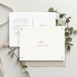 Cartão Postal Ivory & White | Chic Wedding RSVP Response 