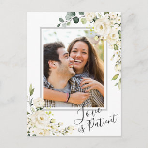 Cartão Postal Ivory White Rose PHOTO Wedding Change of Plan