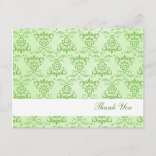 Cartão Postal Ivy Green French Damask "Obrigado"