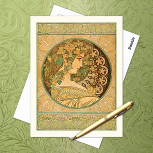Cartão Postal Ivy Vintage Retrait Alphonse Mucha