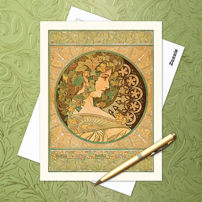 Cartão Postal Ivy Vintage Retrait Alphonse Mucha (Criador carregado)