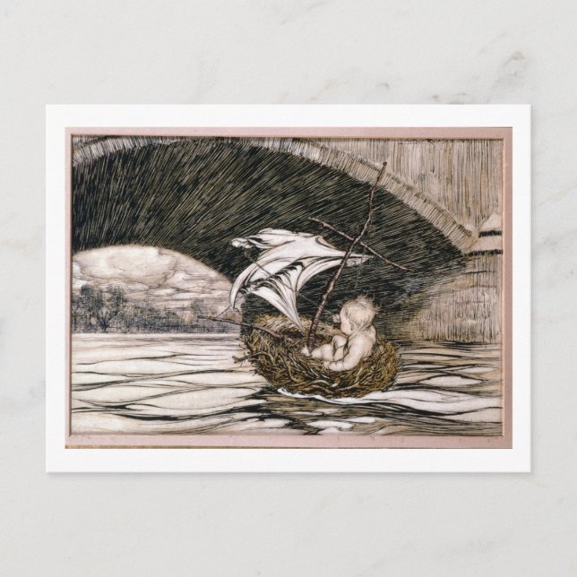 Cartão Postal J.M. Barrie | "Passou debaixo da ponte e veio (Frente)