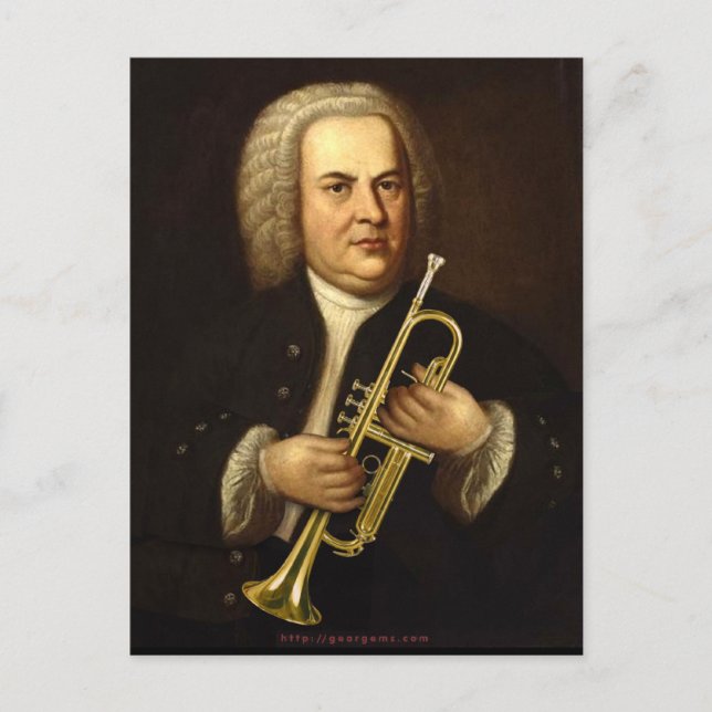 Cartão Postal J.S. Bach com trompete (Frente)
