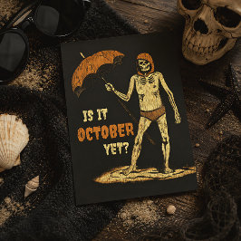 Cartão Postal Já É Outubro Sim Funny Halloween Esqueleto