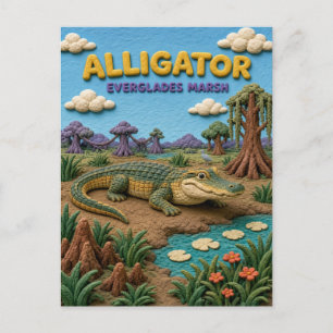 Cartão Postal Jacaré Pântano Everglades Moderno KlayKoo