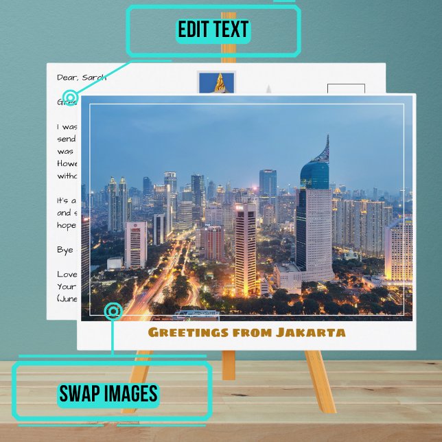 Cartão Postal Jacarta Indonesia Apresentando Cidade e Skyline Mo (Share your experiences with these stylish template postcards.)