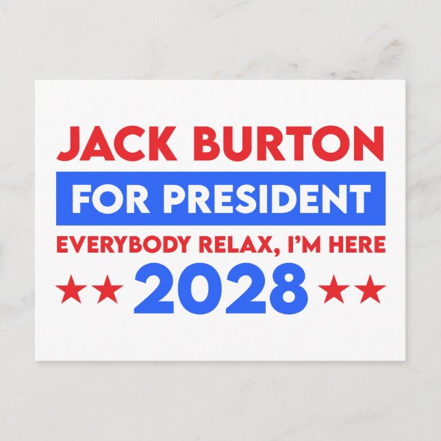 Cartão Postal Jack Burton Para Presidente 2028 (Frente)