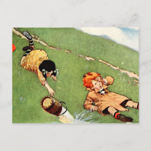 Cartão Postal Jack e Jill caindo pela colina